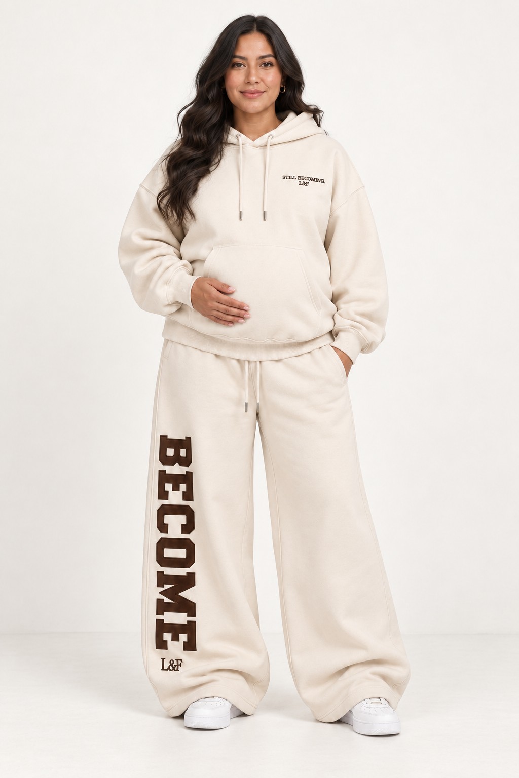 The Become Set in Cream, worn as the complete set