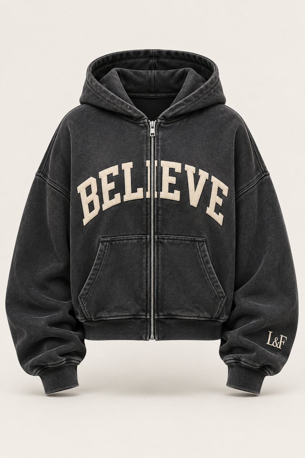 Believe Hoodie in Washed Charcoal
